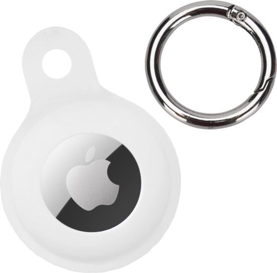 Nomfy Hoesje Geschikt voor Apple AirTag Sleutelhanger Hoes Siliconen Hoesje - Siliconen Hoesje Geschikt voor Apple AirTag-Sleutelhanger Hoesje - Wit - 2 PACK
