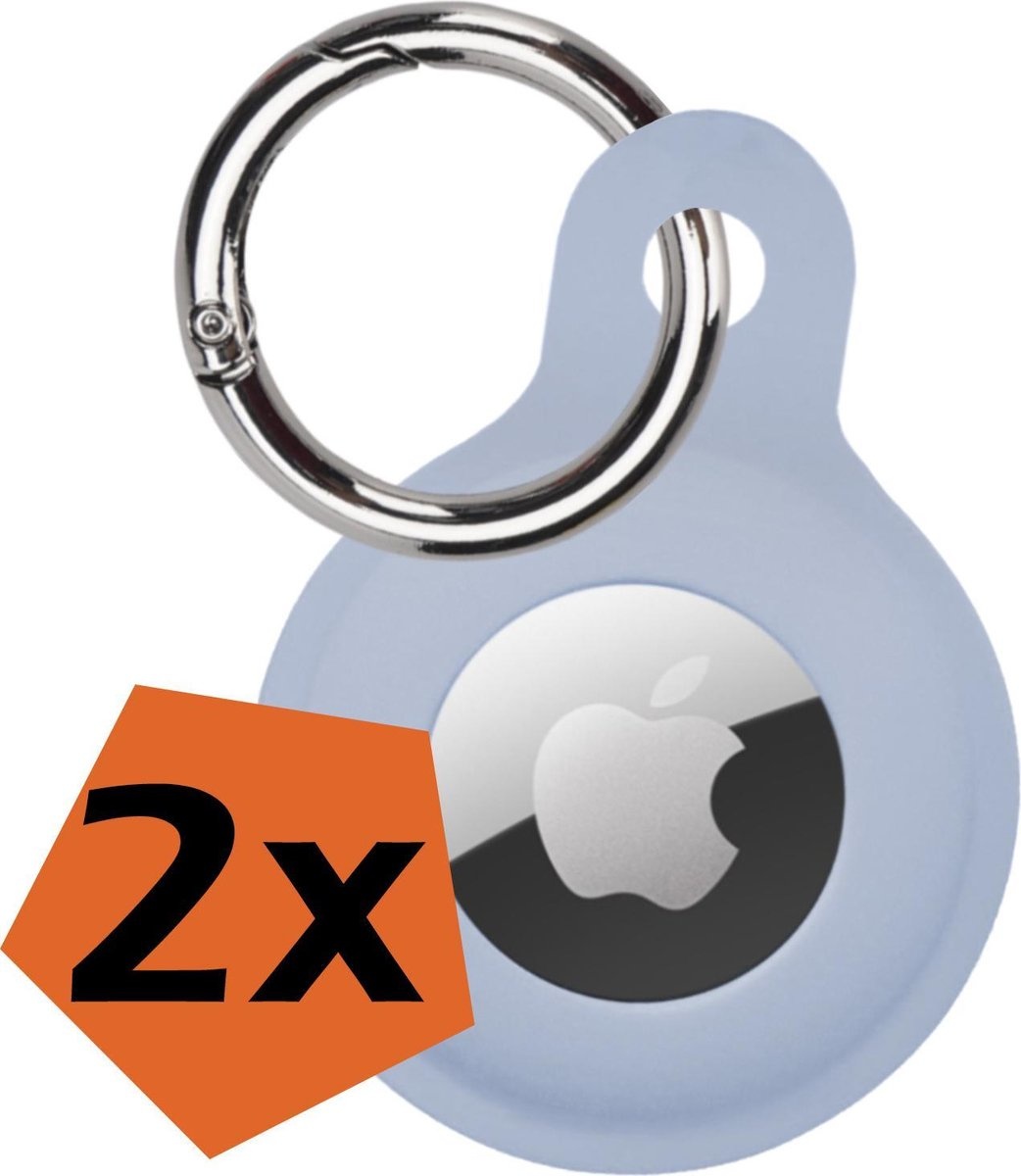 Nomfy Hoesje Geschikt voor Apple AirTag Sleutelhanger Hoes Siliconen Hoesje - Siliconen Hoesje Geschikt voor Apple AirTag-Sleutelhanger Hoesje - Grijsblauw - 2 PACK
