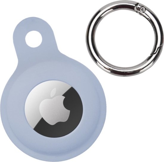 Nomfy Hoesje Geschikt voor Apple AirTag Sleutelhanger Hoes Siliconen Hoesje - Siliconen Hoesje Geschikt voor Apple AirTag-Sleutelhanger Hoesje - Grijsblauw - 2 PACK