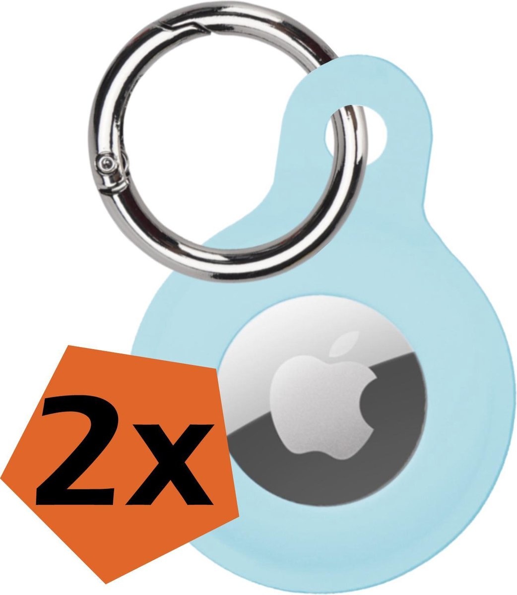 Nomfy Hoesje Geschikt voor Apple AirTag Sleutelhanger Hoes Siliconen Hoesje - Siliconen Hoesje Geschikt voor Apple AirTag-Sleutelhanger Hoesje - Lichtblauw - 2 PACK