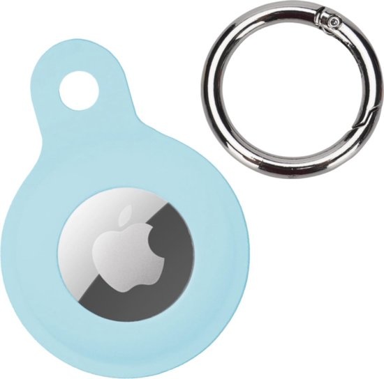 Nomfy Hoesje Geschikt voor Apple AirTag Sleutelhanger Hoes Siliconen Hoesje - Siliconen Hoesje Geschikt voor Apple AirTag-Sleutelhanger Hoesje - Lichtblauw - 2 PACK