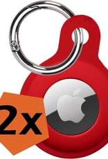 Nomfy Hoesje Geschikt voor Apple AirTag Sleutelhanger Hoes Siliconen Hoesje - Siliconen Hoesje Geschikt voor Apple AirTag-Sleutelhanger Hoesje - Donkerrood - 2 PACK