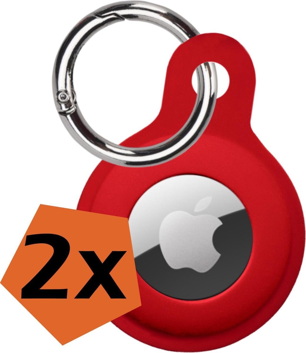 Nomfy Hoesje Geschikt voor Apple AirTag Sleutelhanger Hoes Siliconen Hoesje - Siliconen Hoesje Geschikt voor Apple AirTag-Sleutelhanger Hoesje - Donkerrood - 2 PACK