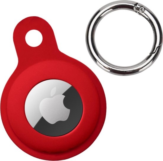 Nomfy Hoesje Geschikt voor Apple AirTag Sleutelhanger Hoes Siliconen Hoesje - Siliconen Hoesje Geschikt voor Apple AirTag-Sleutelhanger Hoesje - Donkerrood - 2 PACK