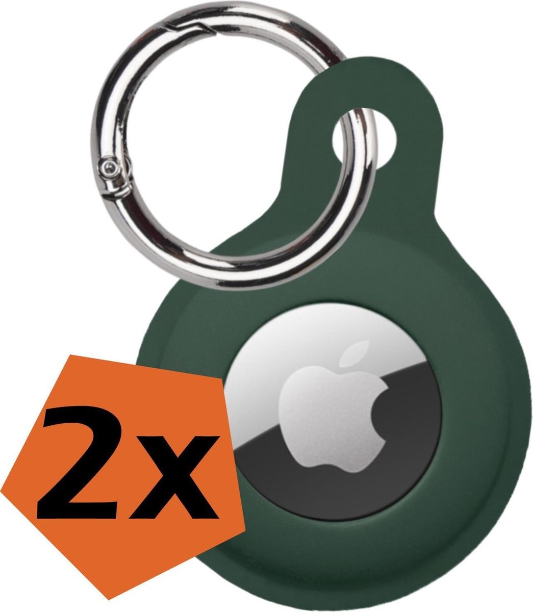 Nomfy Hoesje Geschikt voor Apple AirTag Sleutelhanger Hoes Siliconen Hoesje - Siliconen Hoesje Geschikt voor Apple AirTag-Sleutelhanger Hoesje - Donkergroen - 2 PACK