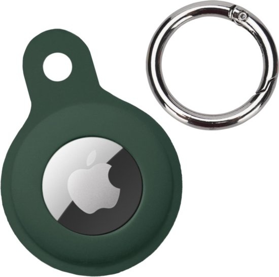 Nomfy Hoesje Geschikt voor Apple AirTag Sleutelhanger Hoes Siliconen Hoesje - Siliconen Hoesje Geschikt voor Apple AirTag-Sleutelhanger Hoesje - Donkergroen - 2 PACK
