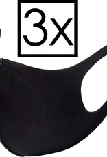 NoXx Mondkapje Wasbaar Universeel Mondmasker Wasbaar Niet Medisch Zwart - 3x