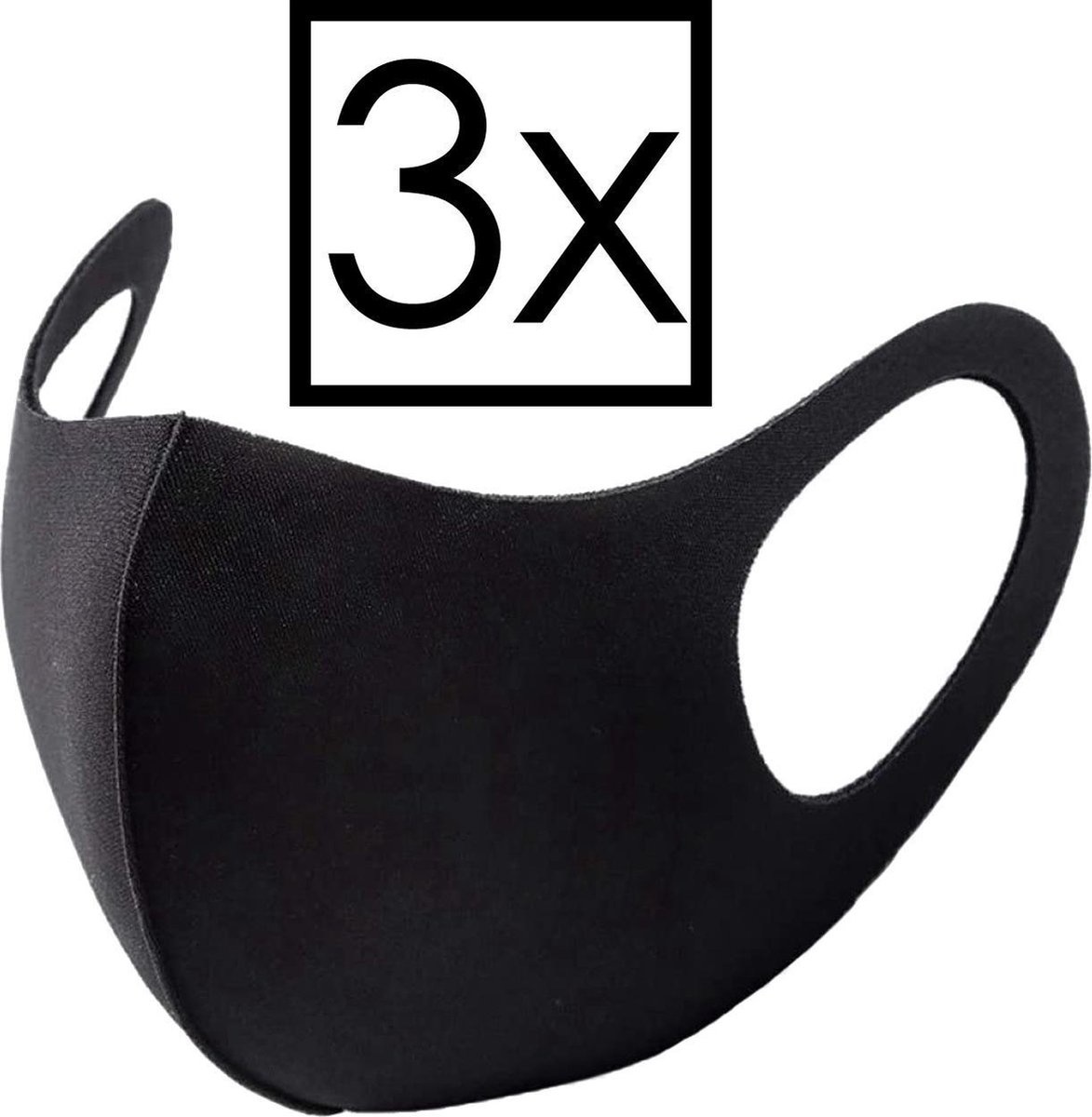 NoXx Mondkapje Wasbaar Universeel Mondmasker Wasbaar Niet Medisch Zwart - 3x