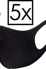 NoXx Mondkapje Wasbaar Universeel Mondmasker Wasbaar Niet Medisch Zwart - 5x