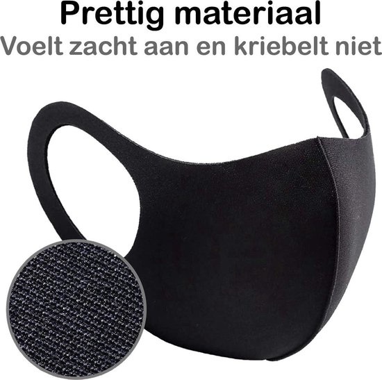 NoXx Mondkapje Wasbaar Universeel Mondmasker Wasbaar Niet Medisch Zwart - 5x