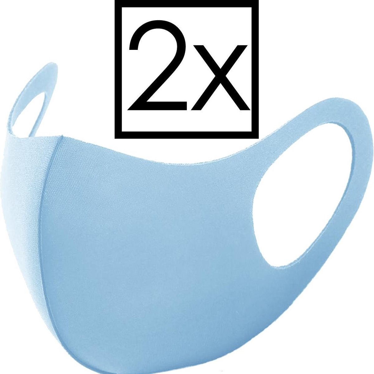 NoXx Mondkapje Wasbaar Universeel Mondmasker Wasbaar Niet Medisch Blauw - 2x