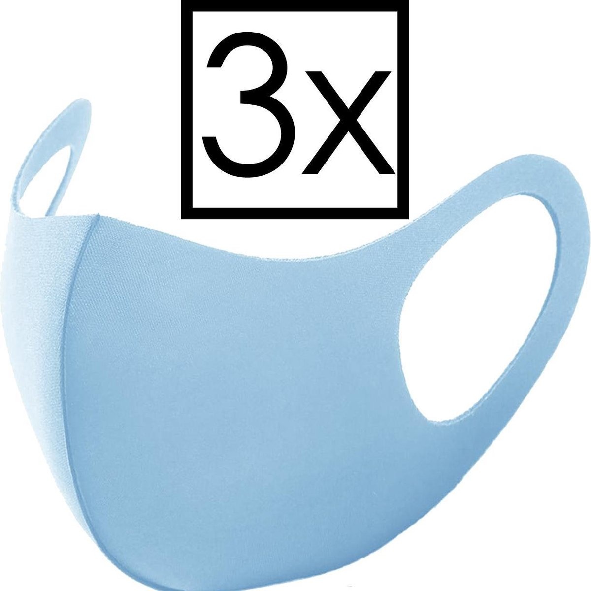 NoXx Mondkapje Wasbaar Universeel Mondmasker Wasbaar Niet Medisch Blauw - 3x