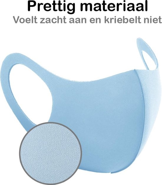 NoXx Mondkapje Wasbaar Universeel Mondmasker Wasbaar Niet Medisch Blauw - 3x