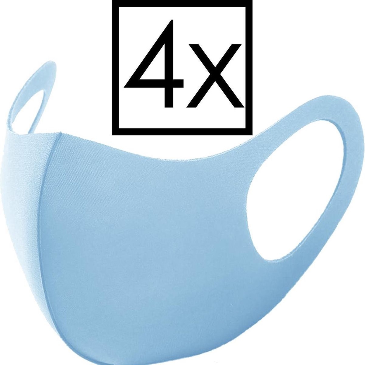 NoXx Mondkapje Wasbaar Universeel Mondmasker Wasbaar Niet Medisch Blauw - 4x