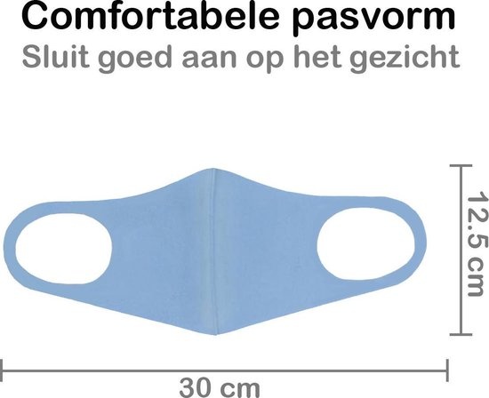 NoXx Mondkapje Wasbaar Universeel Mondmasker Wasbaar Niet Medisch Blauw - 4x
