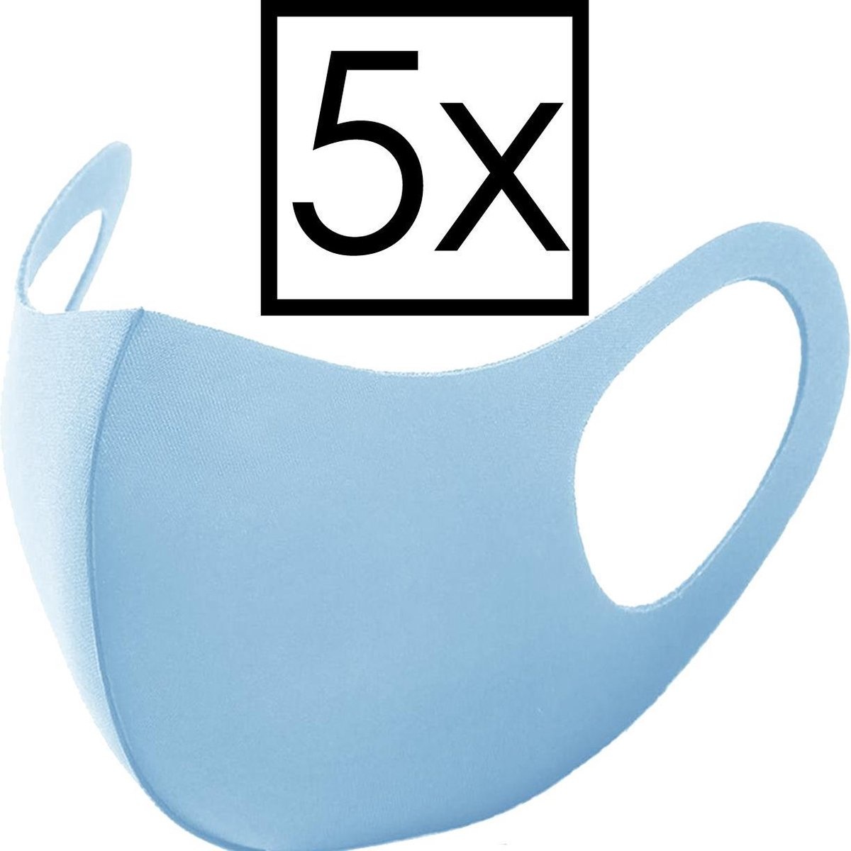 NoXx Mondkapje Wasbaar Universeel Mondmasker Wasbaar Niet Medisch Blauw - 5x