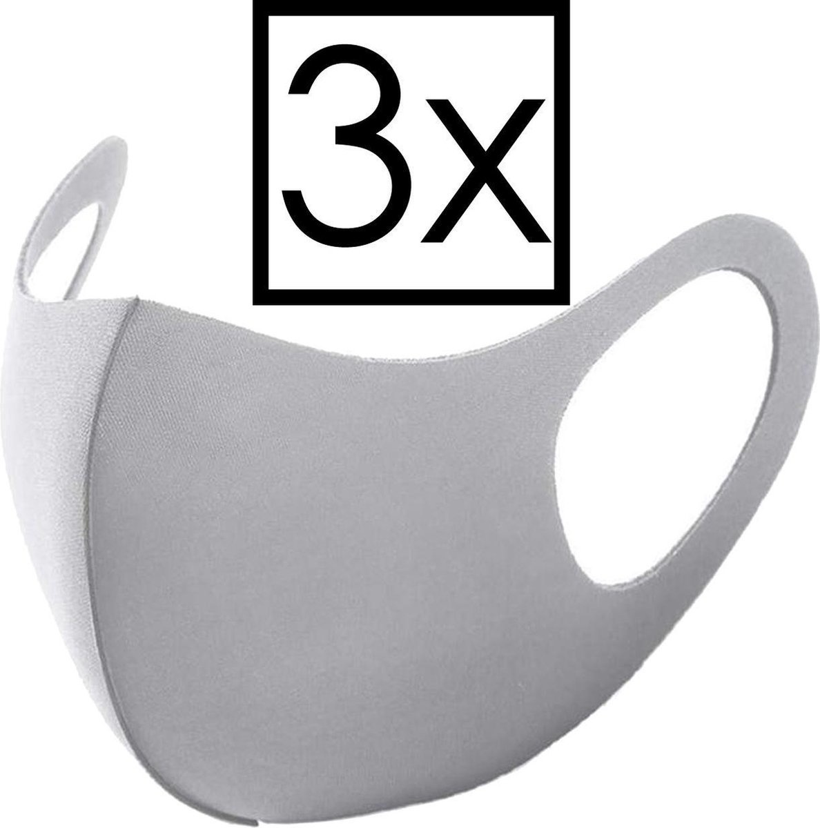 NoXx Mondkapje Wasbaar Universeel Mondmasker Wasbaar Niet Medisch Grijs - 3x