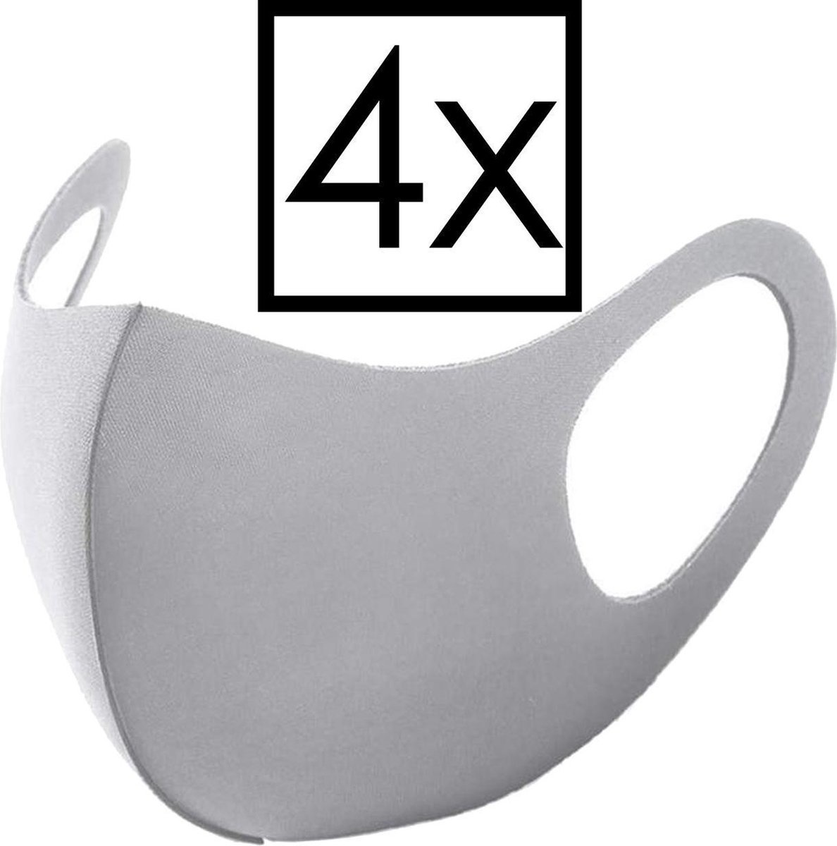 NoXx Mondkapje Wasbaar Universeel Mondmasker Wasbaar Niet Medisch Grijs - 4x