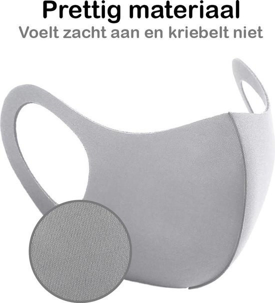 NoXx Mondkapje Wasbaar Universeel Mondmasker Wasbaar Niet Medisch Grijs - 4x