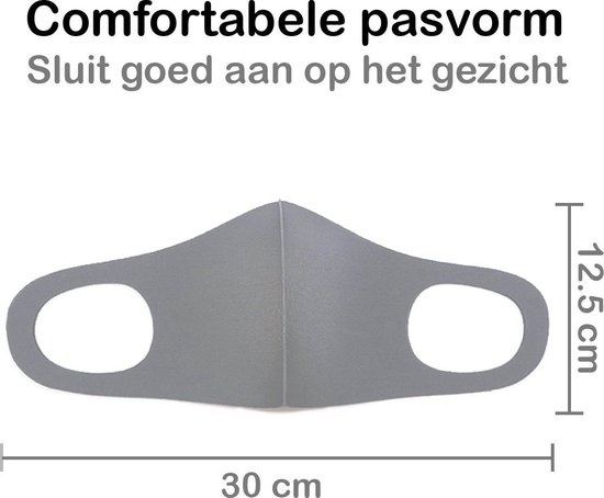NoXx Mondkapje Wasbaar Universeel Mondmasker Wasbaar Niet Medisch Grijs - 4x