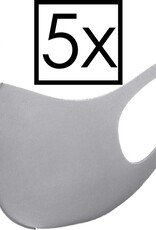 NoXx Mondkapje Wasbaar Universeel Mondmasker Wasbaar Niet Medisch Grijs - 5x