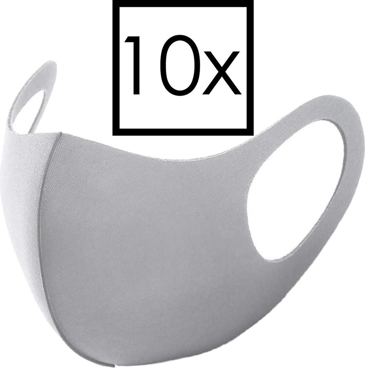 NoXx Mondkapje Wasbaar Universeel Mondmasker Wasbaar Niet Medisch Grijs - 10x
