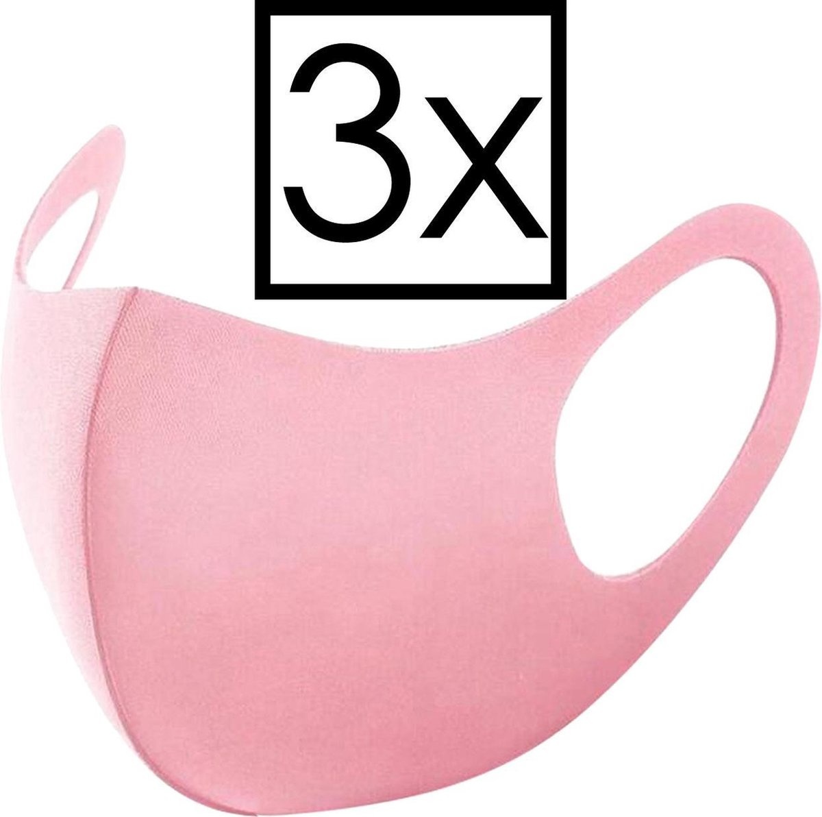 NoXx Mondkapje Wasbaar Universeel Mondmasker Wasbaar Niet Medisch Roze - 3x