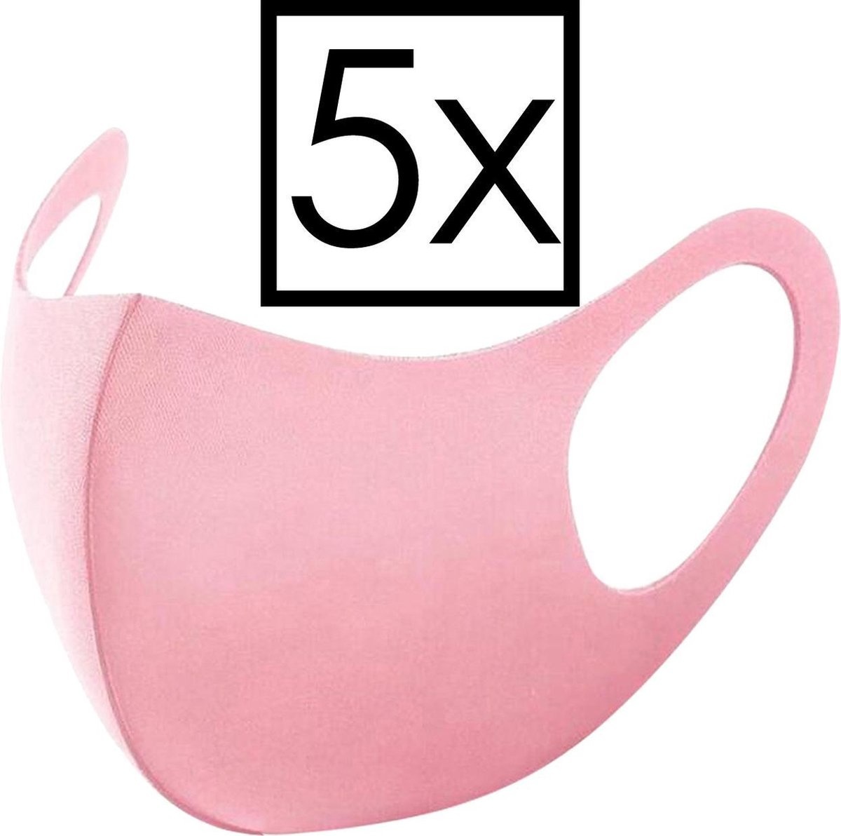 NoXx Mondkapje Wasbaar Universeel Mondmasker Wasbaar Niet Medisch Roze - 5x
