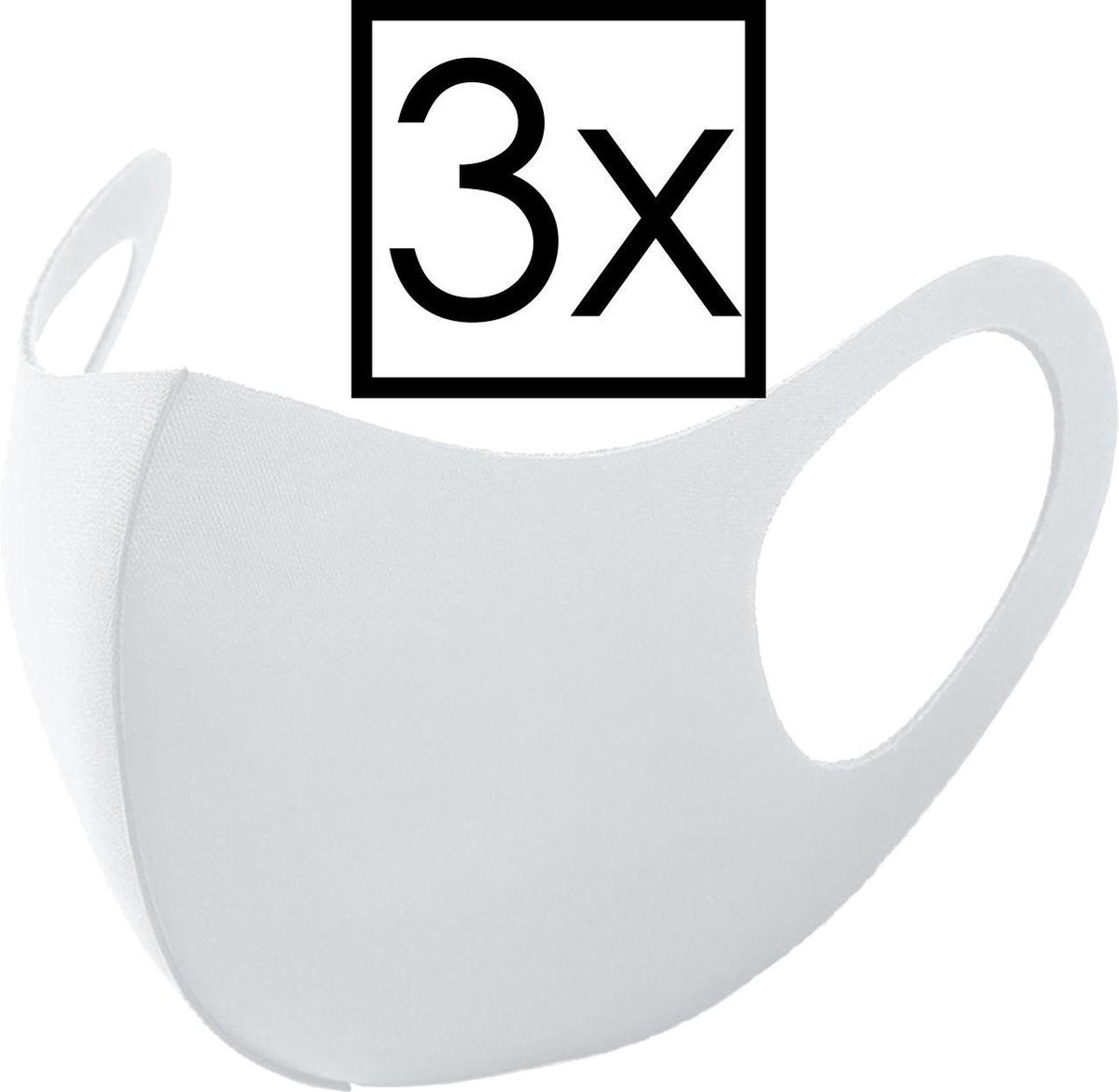 NoXx Mondkapje Wasbaar Universeel Mondmasker Wasbaar Niet Medisch Wit - 3x