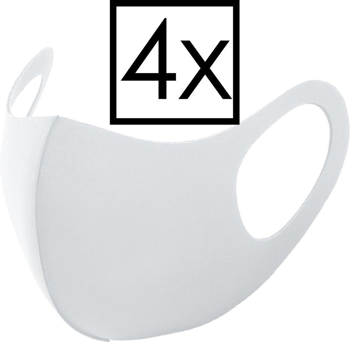 NoXx Mondkapje Wasbaar Universeel Mondmasker Wasbaar Niet Medisch Wit - 4x