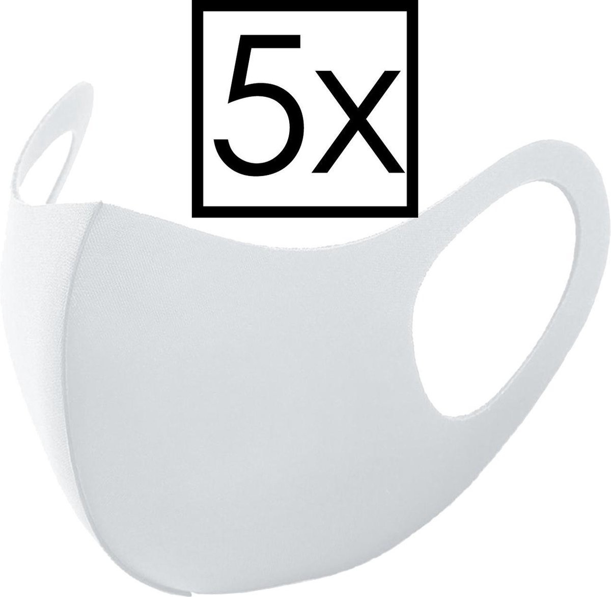 NoXx Mondkapje Wasbaar Universeel Mondmasker Wasbaar Niet Medisch Wit - 5x