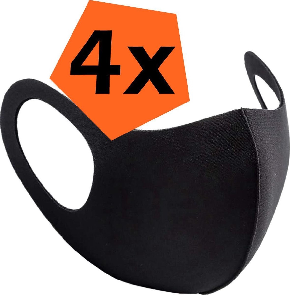 Nomfy Mondkapje Wasbaar Zwart Mondmasker Wasbaar Mondkapje Wasbare Mondkapjes Universeel - 4 PACK