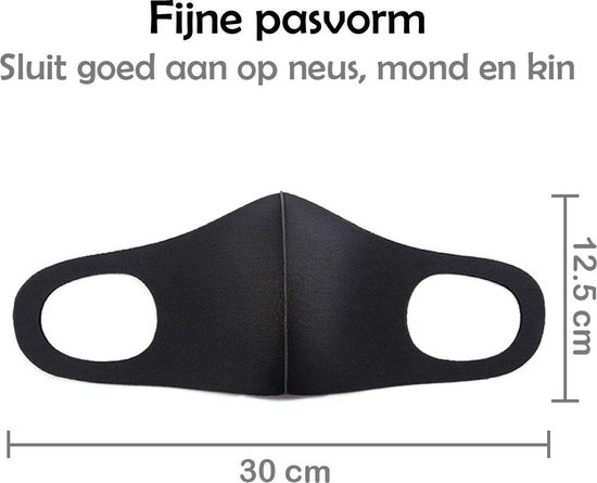 Nomfy Mondkapje Wasbaar Zwart Mondmasker Wasbaar Mondkapje Wasbare Mondkapjes Universeel - 4 PACK