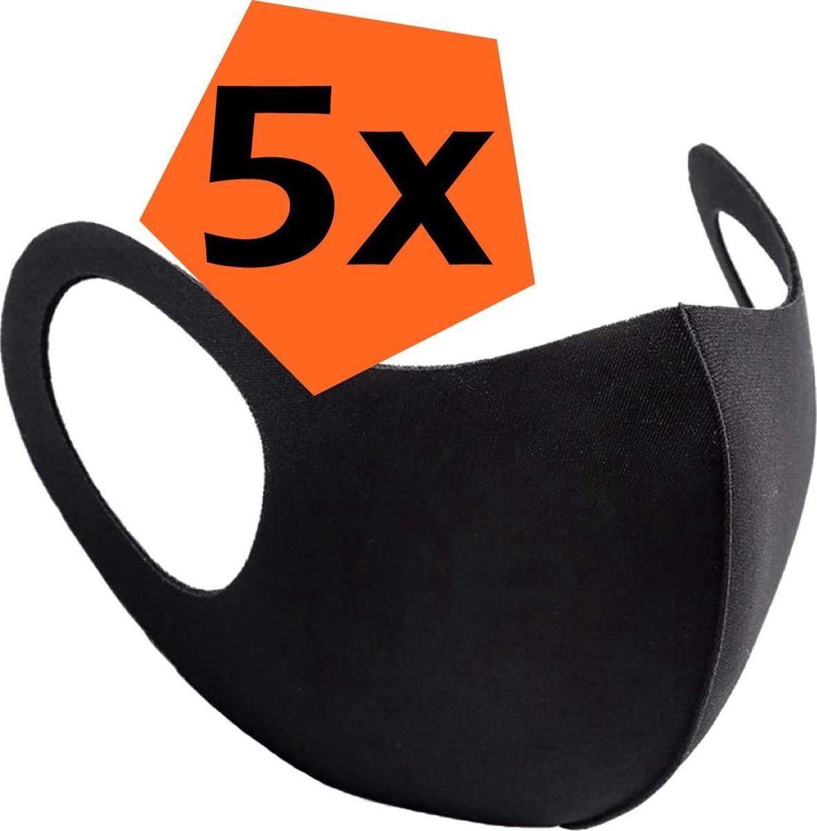 Nomfy Mondkapje Wasbaar Zwart Mondmasker Wasbaar Mondkapje Wasbare Mondkapjes Universeel - 5 PACK
