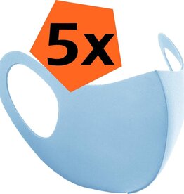 Nomfy Nomfy Wasbaar mondmasker - Lichtblauw - 5 PACK