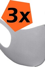 Nomfy Mondkapje Wasbaar Grijs Mondmasker Wasbaar Mondkapje Wasbare Mondkapjes Universeel - 3 PACK