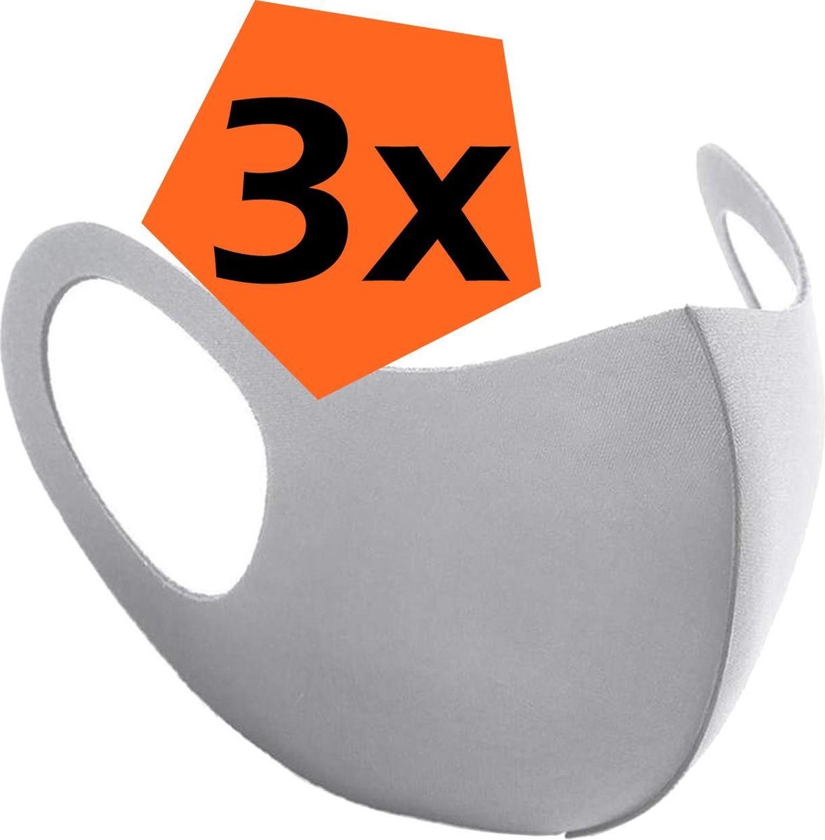 Nomfy Mondkapje Wasbaar Grijs Mondmasker Wasbaar Mondkapje Wasbare Mondkapjes Universeel - 3 PACK