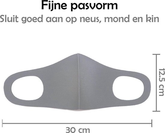 Nomfy Mondkapje Wasbaar Grijs Mondmasker Wasbaar Mondkapje Wasbare Mondkapjes Universeel - 3 PACK