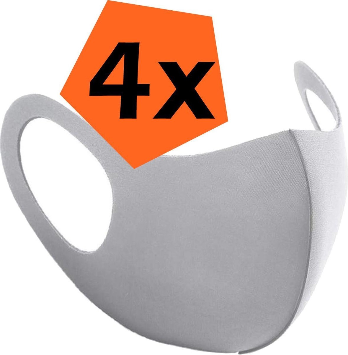 Nomfy Mondkapje Wasbaar Grijs Mondmasker Wasbaar Mondkapje Wasbare Mondkapjes Universeel - 4 PACK