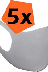 Nomfy Mondkapje Wasbaar Grijs Mondmasker Wasbaar Mondkapje Wasbare Mondkapjes Universeel - 5 PACK