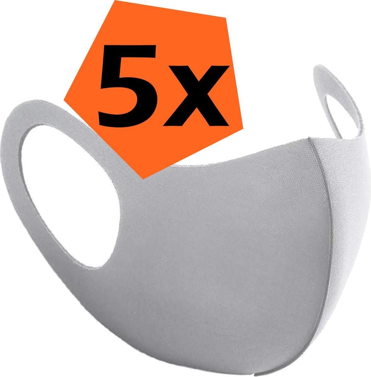 Nomfy Mondkapje Wasbaar Grijs Mondmasker Wasbaar Mondkapje Wasbare Mondkapjes Universeel - 5 PACK