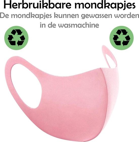 Nomfy Mondkapje Wasbaar Roze Mondmasker Wasbaar Mondkapje Wasbare Mondkapjes Universeel - 3 PACK