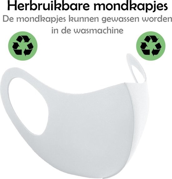 Nomfy Mondkapje Wasbaar Wit Mondmasker Wasbaar Mondkapje Wasbare Mondkapjes Universeel - 2 Stuks