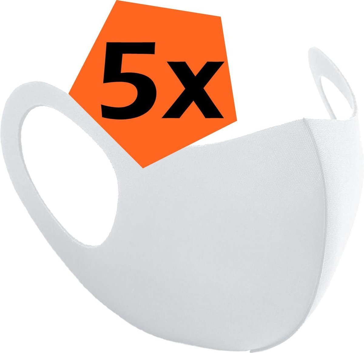 Nomfy Mondkapje Wasbaar Wit Mondmasker Wasbaar Mondkapje Wasbare Mondkapjes Universeel - 5 PACK