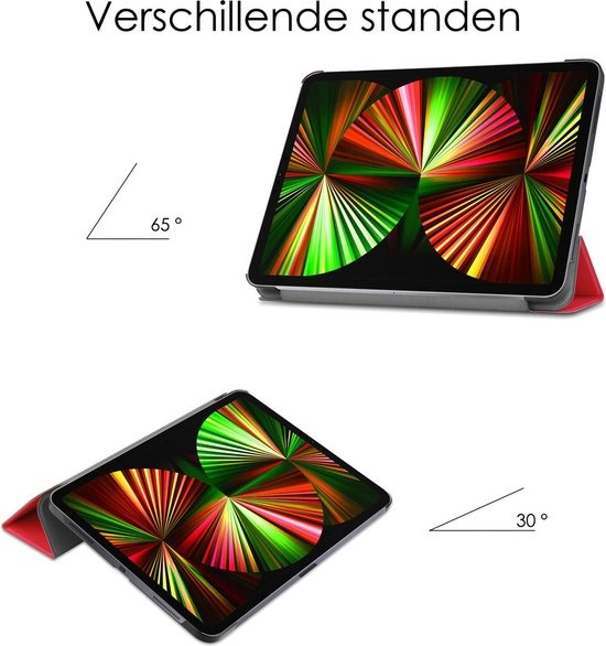 NoXx Hoesje Geschikt voor iPad Pro 2021 (12,9 inch) Hoesje Case Hard Cover Hoes Book Case - Rood