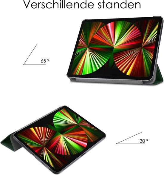 NoXx Hoesje Geschikt voor iPad Pro 2021 (12,9 inch) Hoesje Case Hard Cover Hoes Book Case - Donkergroen