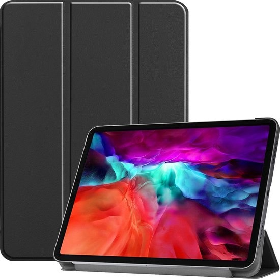 Nomfy Hoes Geschikt voor iPad Pro 2021 (12,9 inch) Hoes Tri-fold Tablet Hoesje Case - Hoesje Geschikt voor iPad Pro 12,9 inch (2021) Hoesje Hardcover Bookcase - Zwart