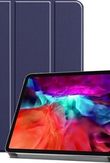 Nomfy Hoes Geschikt voor iPad Pro 2021 (12,9 inch) Hoes Tri-fold Tablet Hoesje Case - Hoesje Geschikt voor iPad Pro 12,9 inch (2021) Hoesje Hardcover Bookcase - Donkerblauw
