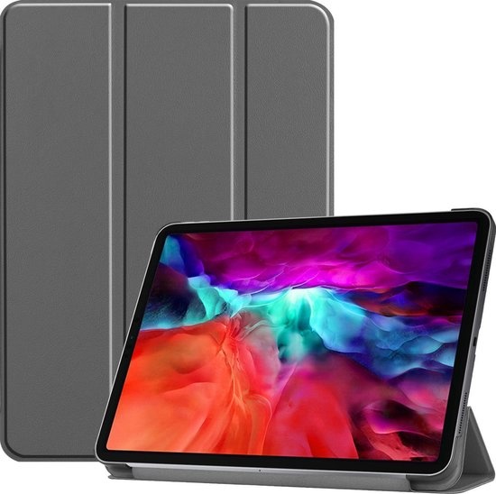 Nomfy Hoes Geschikt voor iPad Pro 2021 (12,9 inch) Hoes Tri-fold Tablet Hoesje Case - Hoesje Geschikt voor iPad Pro 12,9 inch (2021) Hoesje Hardcover Bookcase - Grijs