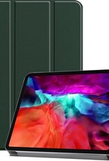 Nomfy Hoes Geschikt voor iPad Pro 2021 (12,9 inch) Hoes Tri-fold Tablet Hoesje Case - Hoesje Geschikt voor iPad Pro 12,9 inch (2021) Hoesje Hardcover Bookcase - Donkergroen